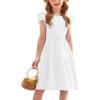 Arshiner Toddler Cotton Linen Dress Summer Casual Party Double-Ruffle Sleeves Dresses 2-6Y(White)