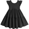 Arshiner Toddler Dress Girls Backless Tiered Summer Dresses Cute Swing Beach Sundress with Pockets for 2-8Y(Black)