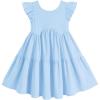 Arshiner Toddler Dress Girls Backless Tiered Summer Dresses Cute Swing Beach Sundress with Pockets for 2-8Y(Blue)