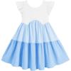Arshiner Toddler Dress Girls Backless Tiered Summer Dresses Cute Swing Beach Sundress with Pockets for 2-8Y(Blue Color Block)