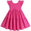 Arshiner Toddler Dress Girls Backless Tiered Summer Dresses Cute Swing Beach Sundress with Pockets for 2-8Y(Hot Pink)