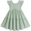 Arshiner Toddler Dress Girls Backless Tiered Summer Dresses Cute Swing Beach Sundress with Pockets for 2-8Y(Light Green)