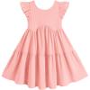 Arshiner Toddler Dress Girls Backless Tiered Summer Dresses Cute Swing Beach Sundress with Pockets for 2-8Y(Pink)