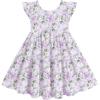 Arshiner Toddler Dress Girls Backless Tiered Summer Dresses Cute Swing Beach Sundress with Pockets for 2-8Y(Purple & Flower)