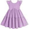 Arshiner Toddler Dress Girls Backless Tiered Summer Dresses Cute Swing Beach Sundress with Pockets for 2-8Y(Purple)