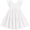 Arshiner Toddler Dress Girls Backless Tiered Summer Dresses Cute Swing Beach Sundress with Pockets for 2-8Y(White)