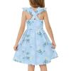Arshiner Toddler Dress Girls Summer Ruffle Sleeve Backless Dresses Casual Sundress with Pockets 2-8Y(Bule White Flower)
