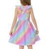 Arshiner Toddler Dress Girls Summer Ruffle Sleeve Backless Dresses Casual Sundress with Pockets 2-8Y(Colorful Leopard)