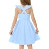 Arshiner Toddler Dress Girls Summer Ruffle Sleeve Backless Dresses Casual Sundress with Pockets 2-8Y(Light Blue)