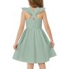 Arshiner Toddler Dress Girls Summer Ruffle Sleeve Backless Dresses Casual Sundress with Pockets 2-8Y(Light Green)