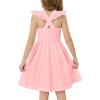 Arshiner Toddler Dress Girls Summer Ruffle Sleeve Backless Dresses Casual Sundress with Pockets 2-8Y(Light Pink)