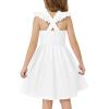 Arshiner Toddler Dress Girls Summer Ruffle Sleeve Backless Dresses Casual Sundress with Pockets 2-8Y(White)