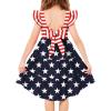 Arshiner Toddler Dress Little Girls Summer Cotton Backless High Low Hem Beach Casual Sundress with Pockets(Flag Stars)