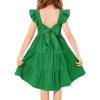 Arshiner Toddler Dress Little Girls Summer Cotton Backless High Low Hem Beach Casual Sundress with Pockets(Green)