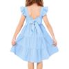 Arshiner Toddler Dress Little Girls Summer Cotton Backless High Low Hem Beach Casual Sundress with Pockets(Light Blue)