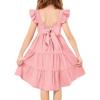 Arshiner Toddler Dress Little Girls Summer Cotton Backless High Low Hem Beach Casual Sundress with Pockets(Light Pink)