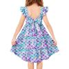 Arshiner Toddler Dress Little Girls Summer Cotton Backless High Low Hem Beach Casual Sundress with Pockets(Mermaid Scales)