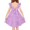 Arshiner Toddler Dress Little Girls Summer Cotton Backless High Low Hem Beach Casual Sundress with Pockets(Purple)