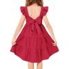 Arshiner Toddler Dress Little Girls Summer Cotton Backless High Low Hem Beach Casual Sundress with Pockets(Red)
