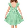 Arshiner Toddler Dress Little Girls Summer Cotton Backless High Low Hem Beach Casual Sundress with Pockets(Sage Green)