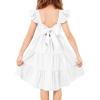 Arshiner Toddler Dress Little Girls Summer Cotton Backless High Low Hem Beach Casual Sundress with Pockets(White)