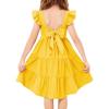 Arshiner Toddler Dress Little Girls Summer Cotton Backless High Low Hem Beach Casual Sundress with Pockets(Yellow)