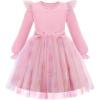 Arshiner Toddler Girls Tulle Dresses with Bow Tie Fall Winter Long Sleeve Formal Party Dress 1-7 Y(Colorful Butterfly)