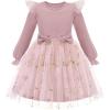 Arshiner Toddler Girls Tulle Dresses with Bow Tie Fall Winter Long Sleeve Formal Party Dress 1-7 Y(Daisy Flowers)