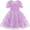 Arshiner Toddler Girls Tulle Summer Puff Sleeve Baby Girls Tutu Princess Party Casual Dress 2-6Y(Light Purple)