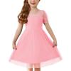 Arshiner Toddler Girls Tulle Summer Puff Sleeve Baby Girls Tutu Princess Party Casual Dress 2-6Y(Pink)