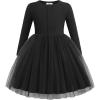 Arshiner Toddler Girls Tutu Dress Long Sleeve Fall Winter Button Front Party Tulle Dresses 2-8Y(Black)