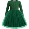 Arshiner Toddler Girls Tutu Dress Long Sleeve Fall Winter Button Front Party Tulle Dresses 2-8Y(Green)