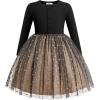 Arshiner Toddler Girls Tutu Dress Long Sleeve Fall Winter Button Front Party Tulle Dresses 2-8Y(Heart Black)