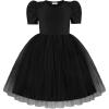 Arshiner Toddler Girls Tutu Dresses Party Formal Birthday Summer Puff Short Sleeve Tulle Little Girls Dress(Black)