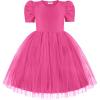 Arshiner Toddler Girls Tutu Dresses Party Formal Birthday Summer Puff Short Sleeve Tulle Little Girls Dress(Hot Pink)