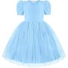 Arshiner Toddler Girls Tutu Dresses Party Formal Birthday Summer Puff Short Sleeve Tulle Little Girls Dress(Light Blue)