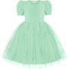 Arshiner Toddler Girls Tutu Dresses Party Formal Birthday Summer Puff Short Sleeve Tulle Little Girls Dress(Light Green)