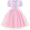 Arshiner Toddler Girls Tutu Dresses Party Formal Birthday Summer Puff Short Sleeve Tulle Little Girls Dress(Mermaid Tulle)