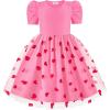 Arshiner Toddler Girls Tutu Dresses Party Formal Birthday Summer Puff Short Sleeve Tulle Little Girls Dress(Pink Heart)