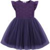 Arshiner Toddler Lace Tutu Dresses Ruffle Sleeve 3 Layers Tulle Flower Wedding Birthday Summer Little Girls Dress(Deep Purple)