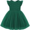Arshiner Toddler Lace Tutu Dresses Ruffle Sleeve 3 Layers Tulle Flower Wedding Birthday Summer Little Girls Dress(Green)