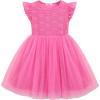 Arshiner Toddler Lace Tutu Dresses Ruffle Sleeve 3 Layers Tulle Flower Wedding Birthday Summer Little Girls Dress(Hot Pink)