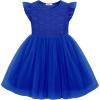 Arshiner Toddler Lace Tutu Dresses Ruffle Sleeve 3 Layers Tulle Flower Wedding Birthday Summer Little Girls Dress(Royal Blue)