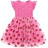 Arshiner Toddler Lace Tutu Dresses Ruffle Sleeve 3 Layers Tulle Flower Wedding Birthday Summer Little Girls Dress(Strawberry Pink)