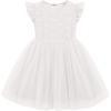 Arshiner Toddler Lace Tutu Dresses Ruffle Sleeve 3 Layers Tulle Flower Wedding Birthday Summer Little Girls Dress(White)