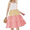 Arshiner Toddler Summer Cami Dress Boho Sundress Casual Sleeveless Dresses(Pink Splice)