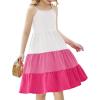 Arshiner Toddler Summer Cami Dress Boho Sundress Casual Sleeveless Dresses(Rose Red Splice)