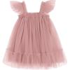 Arshiner Toddler Tulle Dress for Girls Layered Tutu Ruffle Dresses Swing Twirly Fairy Summer Birthday Party Wedding Sundress(Dusty Rose)