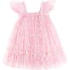 Arshiner Toddler Tulle Dress for Girls Layered Tutu Ruffle Dresses Swing Twirly Fairy Summer Birthday Party Wedding Sundress(Pink Floral)