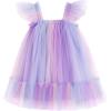 Arshiner Toddler Tulle Dress for Girls Layered Tutu Ruffle Dresses Swing Twirly Fairy Summer Birthday Party Wedding Sundress(Purple Rainbow)